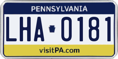PA license plate LHA0181