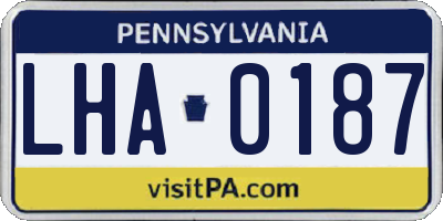 PA license plate LHA0187