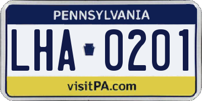 PA license plate LHA0201