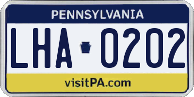 PA license plate LHA0202