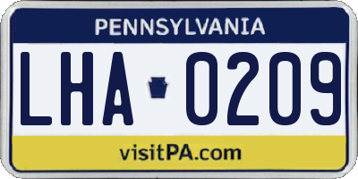 PA license plate LHA0209