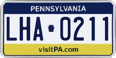 PA license plate LHA0211
