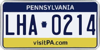 PA license plate LHA0214