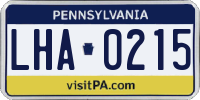PA license plate LHA0215