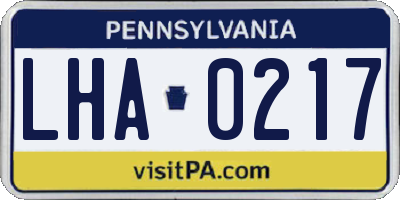 PA license plate LHA0217