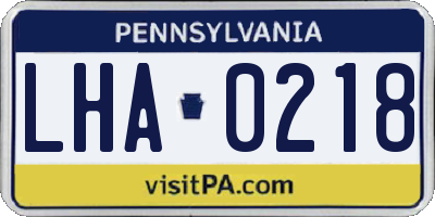 PA license plate LHA0218