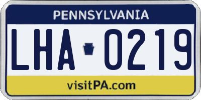 PA license plate LHA0219