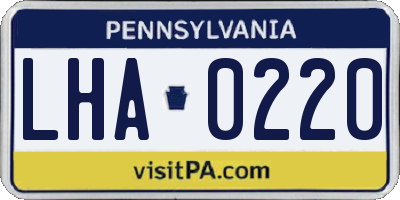 PA license plate LHA0220