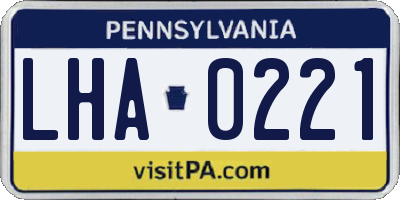 PA license plate LHA0221