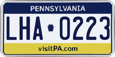 PA license plate LHA0223