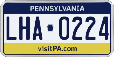 PA license plate LHA0224