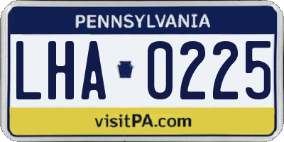 PA license plate LHA0225
