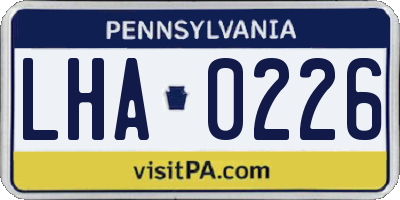 PA license plate LHA0226