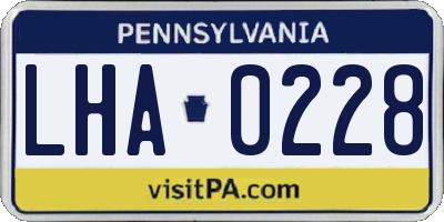 PA license plate LHA0228