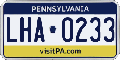 PA license plate LHA0233