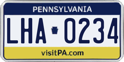 PA license plate LHA0234