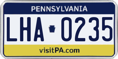 PA license plate LHA0235