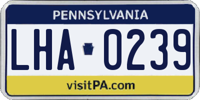 PA license plate LHA0239