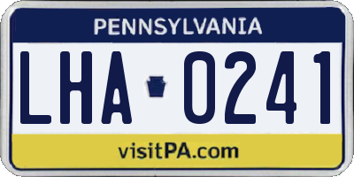 PA license plate LHA0241