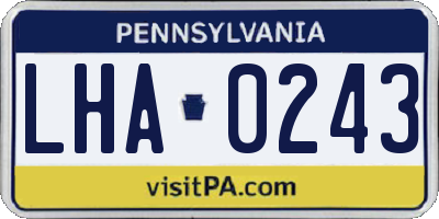 PA license plate LHA0243