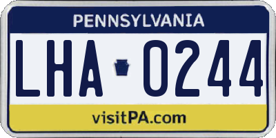 PA license plate LHA0244