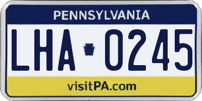 PA license plate LHA0245