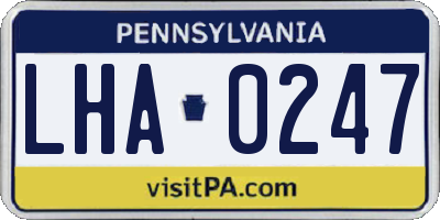 PA license plate LHA0247