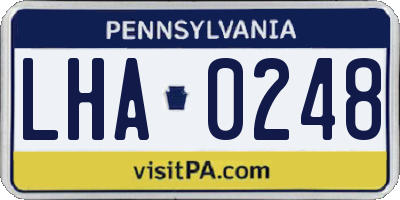 PA license plate LHA0248