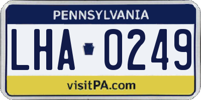 PA license plate LHA0249