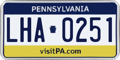 PA license plate LHA0251