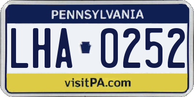 PA license plate LHA0252