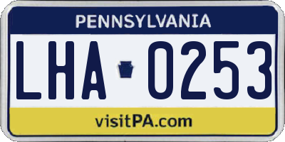 PA license plate LHA0253