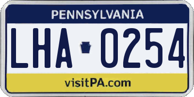 PA license plate LHA0254