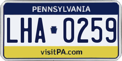 PA license plate LHA0259
