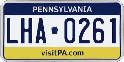 PA license plate LHA0261