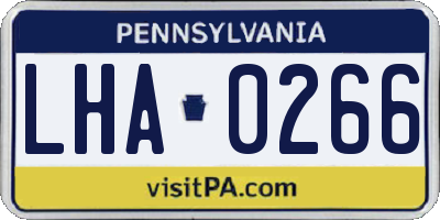 PA license plate LHA0266