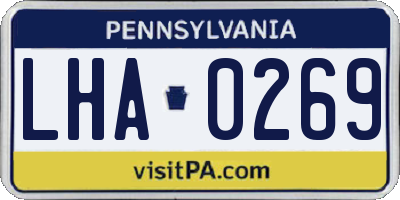 PA license plate LHA0269