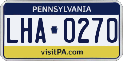 PA license plate LHA0270