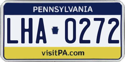PA license plate LHA0272