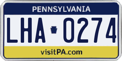 PA license plate LHA0274