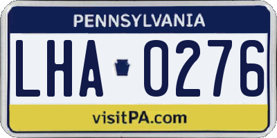 PA license plate LHA0276