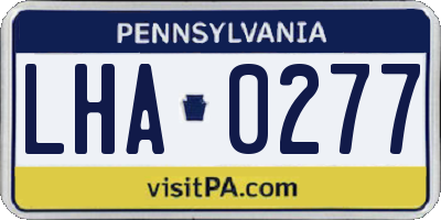 PA license plate LHA0277