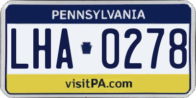 PA license plate LHA0278