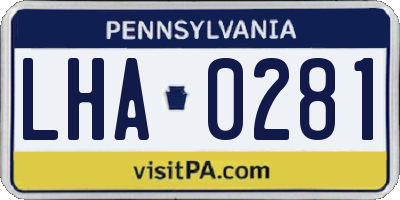PA license plate LHA0281