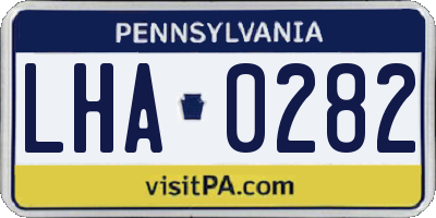 PA license plate LHA0282