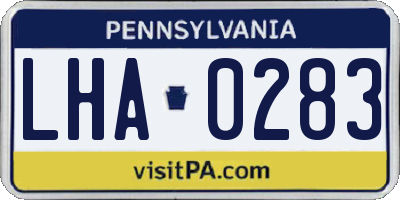 PA license plate LHA0283