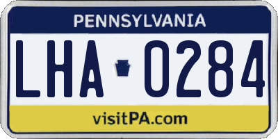 PA license plate LHA0284