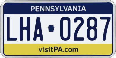PA license plate LHA0287