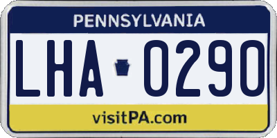 PA license plate LHA0290