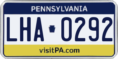 PA license plate LHA0292